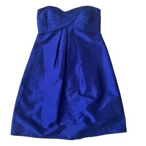 Cache Royal Blue Satin Strapless Empire Waist Formal Mini Dress Sz 2 Cocktail
